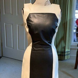 NEW Antonio Melani Leather Dress White Black Sz 8